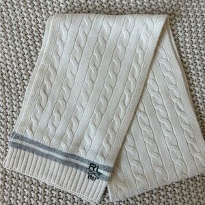 Polo by Ralph Lauren Ivory Knit Scarf with Gray Accents